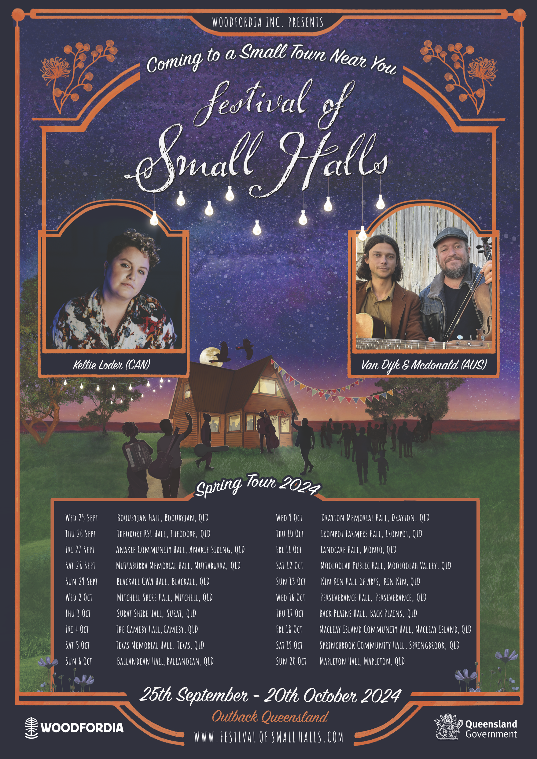 A3 festival of small halls tour dates poster spring 2024