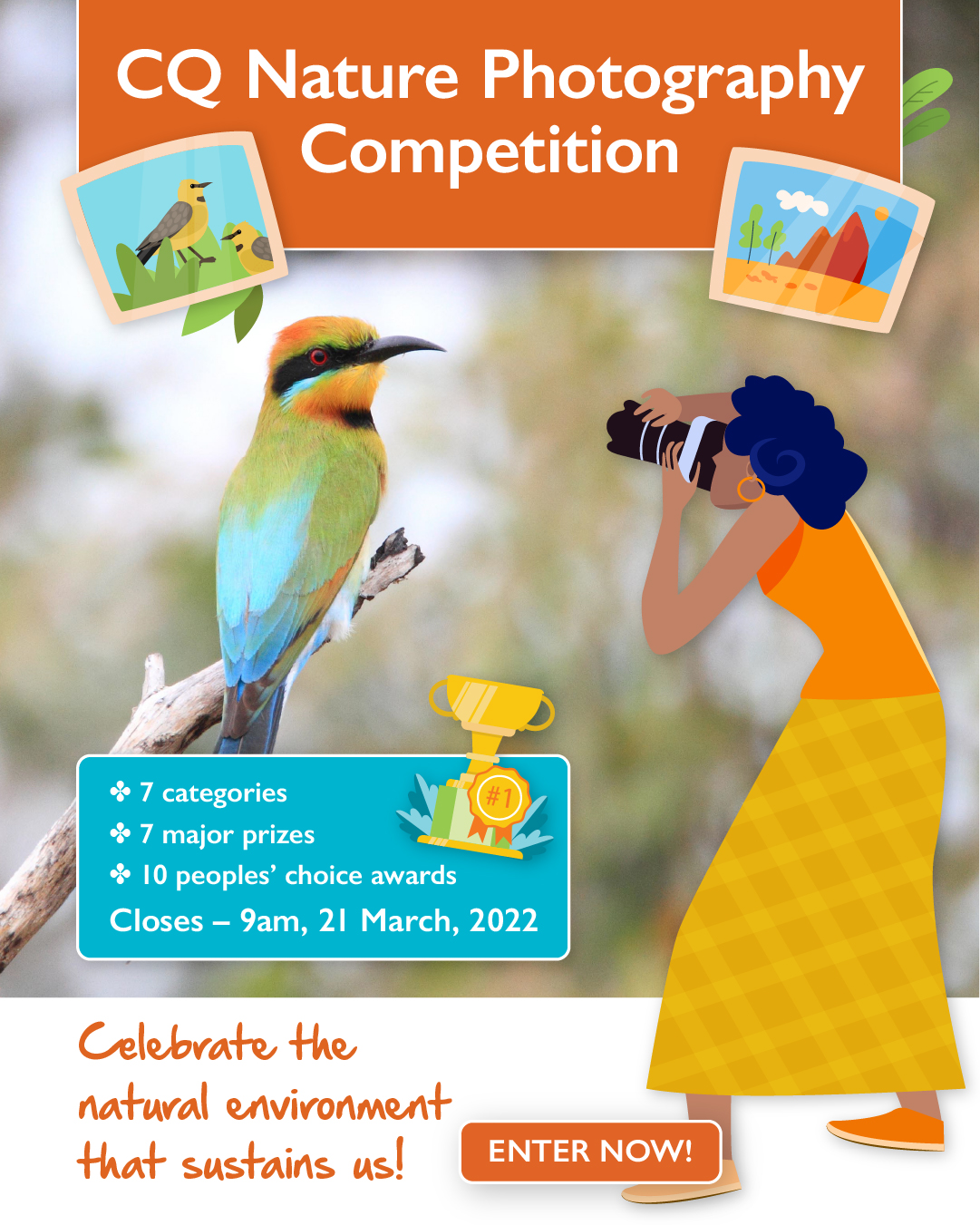 Calling all CQ photographers, nature lovers, or anyone with a smart phone! Over $10,000 in prizes is up for grabs in Fitzroy Basin Association’s (FBA) CQ Nature Photography Competition. To celebrate the environment that sustains one of the most productive regions in Australia, FBA is looking for the best images of the region’s natural assets. 

CQ has over 3 million head of cattle (making it the Beef Capital of Australia), nationally and internationally significant wetlands, marine turtle rookeries, key koala habitat and the largest river system on the east coast of Australia. It encompasses the traditional lands of at least 16 First Nations, and today is also home to passionate individuals, diverse communities, and essential industries. 

Natural assets are a part of our natural environment that provide important environmental services to individuals, businesses and communities. From productive pastures to world-class wetlands, hundreds of special species and many passionate people, CQ is worthy of the focus this competition brings to the region. From Monday 28 February, photographers are invited to capture one or more of the region’s major natural assets and/or the people or communities caring for them and share why they think it’s special. 

Seven major Fitzroy Region Experience prizes (valued collectively at over $10,000) along with 10 Peoples’ Choice awards are up for grabs. All seven major prizes include two nights’ accommodation and an experience voucher. 

The competition is open to both amateur and professional photographers of any age, who live, work, play or study in the Fitzroy region.   

Everyone has a role to play in creating a more sustainable future and FBA’s Regional Engagement Coordinator, Jo Kurpershoek, outlines that participating in this competition is a fun and meaningful way to get involved. 

“Whether you enter a photo or just vote for your favourite, anyone can get involved in celebrating and promoting what is special about our CQ landscapes, waterways, plants, animals and people,” said Jo. 

The competition has been created to commemorate the fourth decade and revision of the Central Queensland Sustainability Strategy 2030 (CQSS2030). The strategy has been created with and for the central Queensland community and provides a roadmap to guide our region towards a sustainable future. 

The latest updates include a website refresh to present the updated strategy, which now features a story sharing platform for the CQ community, and activities to help anyone take sustainable action. Drawing on the best available scientific knowledge, as well as global, Australian and Queensland targets, the CQSS2030 marries them with what our regional communities want for their future. The photos collected through the CQ Nature Photography Competition will add to the online platform, highlighting CQ communities’ commitment and appreciation of their local environment. 

“This is a fantastic opportunity for us to celebrate the complexity and beauty of central Queensland’s natural assets and people, and share it with others,” Jo added. 

Enter now and show us what you love about CQ – https://cqss2030.com.au/photo-gallery/  
Media contact – Johanna Ramsey – Johanna.ramsey@fba.org.au | 07 4999 2808 | 0448 314 292 